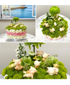 Forest Piggy Wonderland Cake 