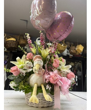 Special Delivery- Stork Arrangement New Baby Flower Arrangement  in Mcallen, TX | Marylu's Flowers and Gifts