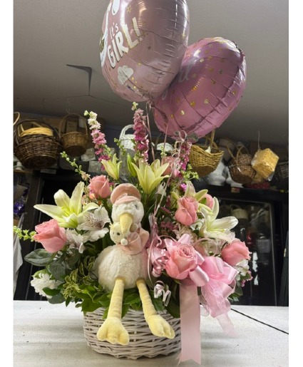 Special Delivery- Stork Arrangement New Baby Flower Arrangement 