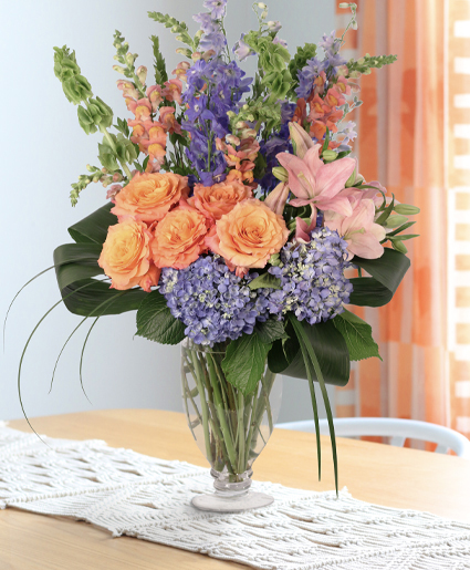 Spirited Delphinium & Hydrangea Lifestyle Arrangement in Wayne, NJ - Jude  Anthony Florist
