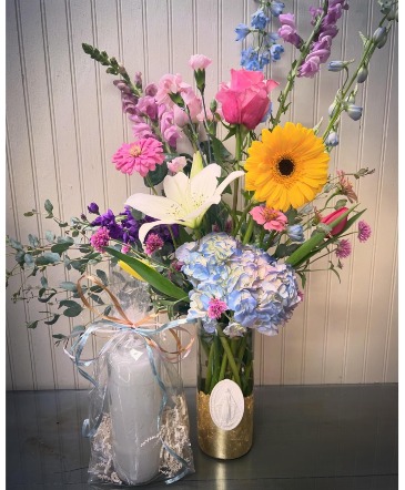 Spiritual Keepsake Vase/ Candle Set  in Eunice, LA | PETALS & POTS, LLC