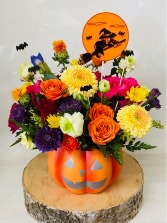 spooktacular day floral ceramic pumpkin