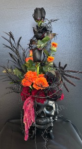 Spooky Midnight Floral Skull Designers Choice  Halloween Painted flowers