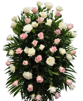 K644 Rosy Tribute Pink & White Rose Easel Spray All Rose Easel Spray