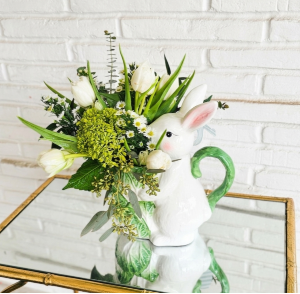 Spring Bunny Pitcher Florals 