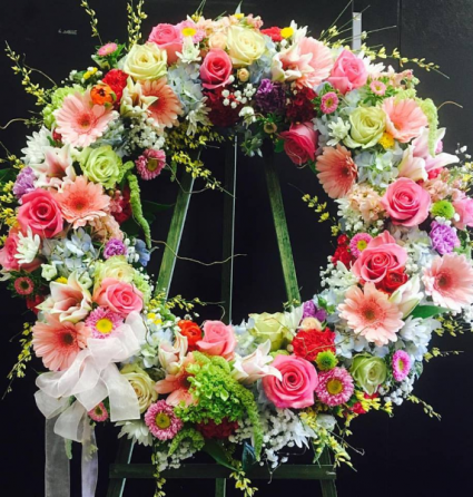 SPRING FLORAL SYMPATHY WREATH Funeral wreath
