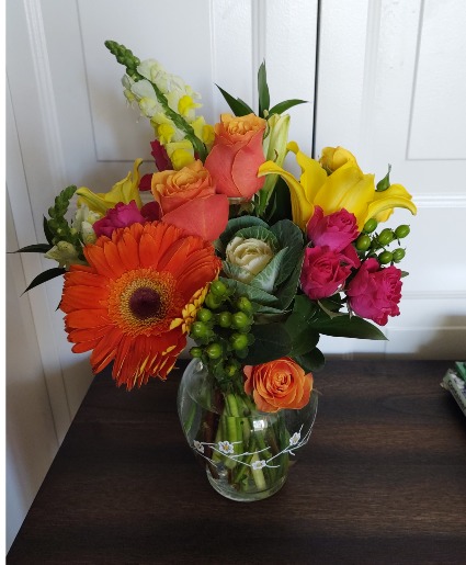 Spring Flowers Clear Vase 