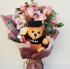 Spring Presentation Bouquet with Graduation Bear 