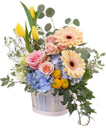 Spring Morning Basket Arrangement in Albany, NY | Ambiance Florals & Events