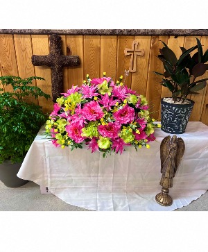 Spring Whisper Silk Flower Headstone Arrangement