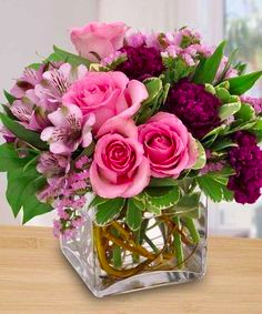 Springtime Love Square Vase arrangement