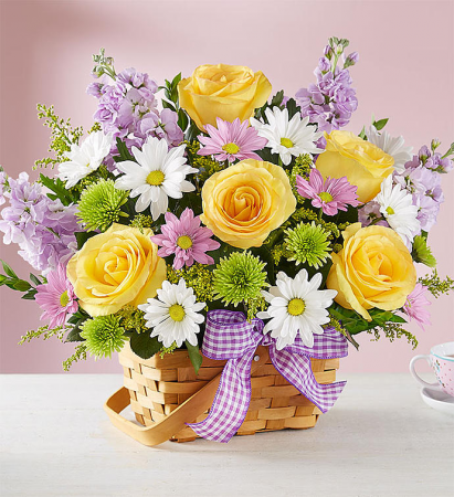 Springtime Wishes Basket Arrangement