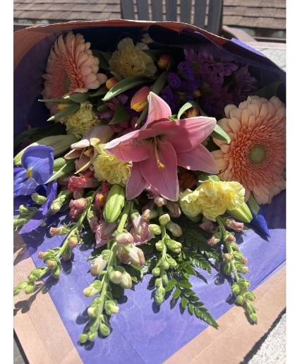 Springy Colorful Wrapped  Fresh Flowers