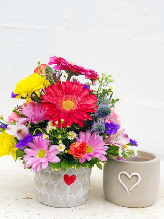 Sprinkle Of Love Concrete Vase Arrangement