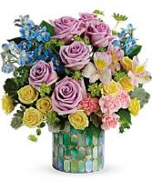 Stained Glass Blooms Mosaic Glass Cylinder