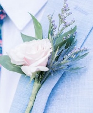 Standard Boutonniere with Single Rose Boutonniere