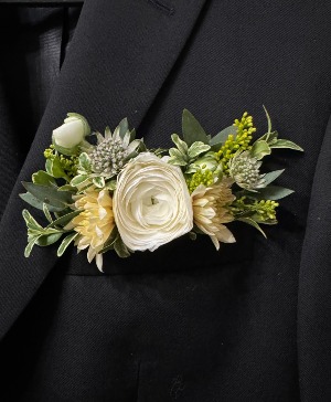 Standard Floral Pocket Square Boutonniere