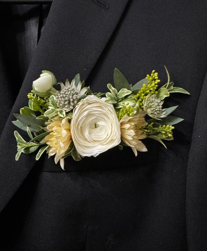 Standard Floral Pocket Square Boutonniere