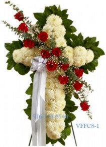 Standing Faithful Cross White Funeral Cross