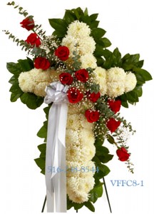 Standing Faithful Cross White Funeral Cross