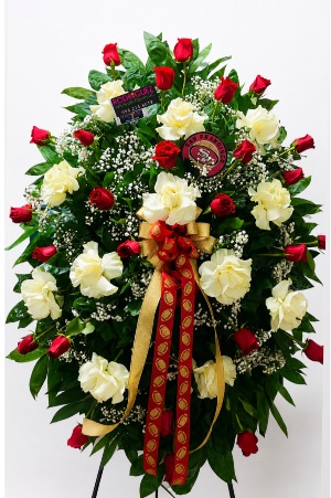 Standing Spray: All roses; white and red *changes may be added under special instructions