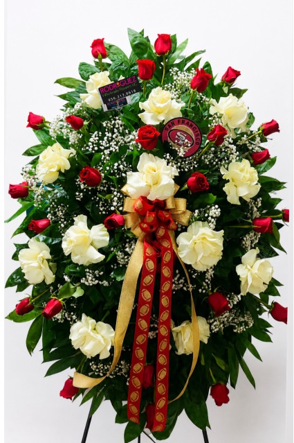 Standing Spray: All roses; white and red *changes may be added under special instructions