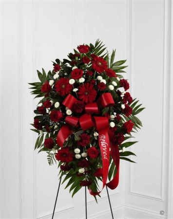 standing spray red funeral
