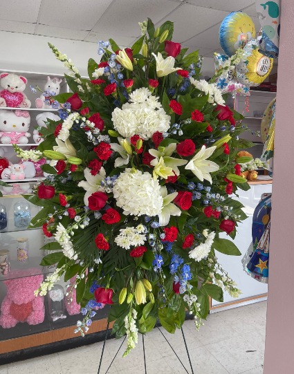 Standing Spray: Red, White, Blue 