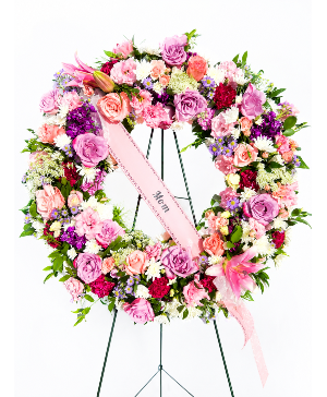 Standing spray wreath in pink Sympathy wreath