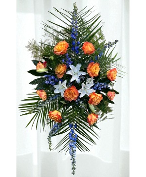 Golden: Orange, Blue and White Standing Spray