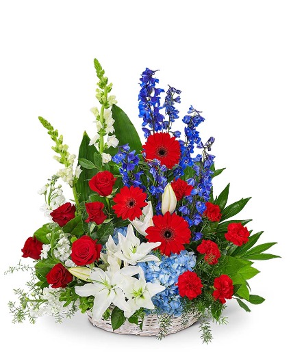 Stars and Stripes Forever Basket Flower Arrangement