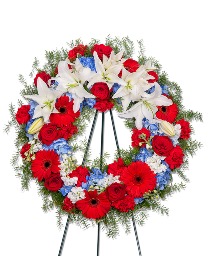 Stars and Stripes Forever Wreath Sympathy Arrangement