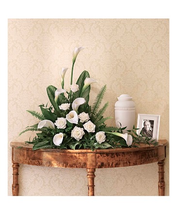 Stately Lilies Cremation Flowers   (urn/frame not included)  in Winnipeg, MB | MYRA ROSE FLORIST