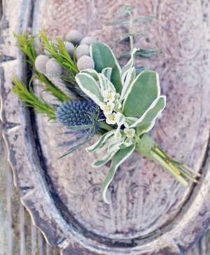 Steele Blue Boutonniere 
