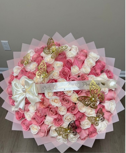STUNNING PINK & WHITE LOVE  LOVE BOUQUET