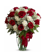 Stunning Red & White Roses Bouquet Floral Arrangement