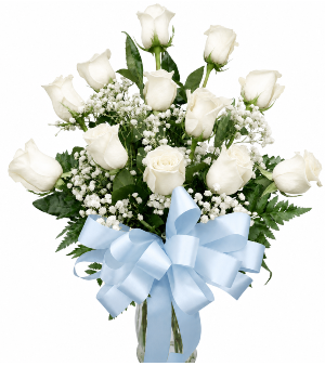 Stunning White Roses Dozen Rose Vase