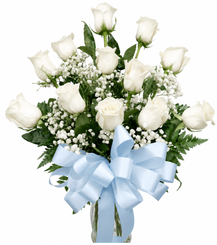 Stunning White Roses Dozen Rose Vase