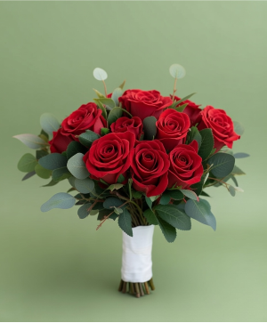 Stylish Red Rose Bridal Bouquet