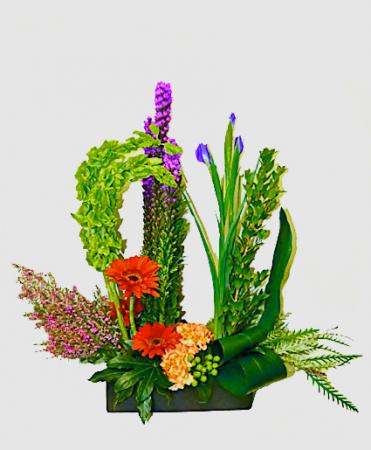 Stylized Bouquet Container Arrangement