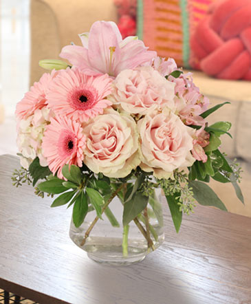 Subtle Pink Lifestyle Arrangement in Albany, NY | Ambiance Florals & Events
