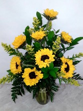 Golden Sunflower Serenade VASE ARRANGEMENT 