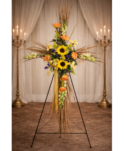 sunflower Cross standing spray