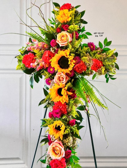 Sunflower Cross Standing Spray Standing spray