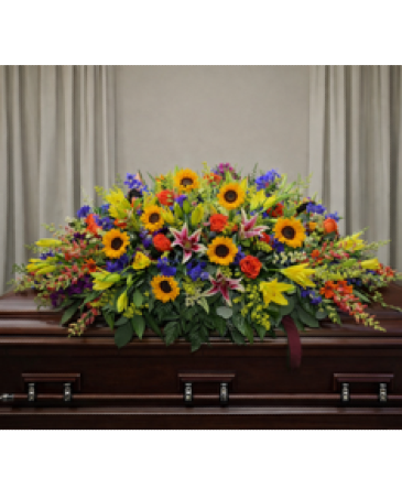 Sunflower Elegance  casket spray  in Oak Ridge, TN | MOTT'S FLORAL DESIGN