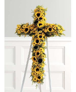 Sunflower Faith Cross Standing Spray