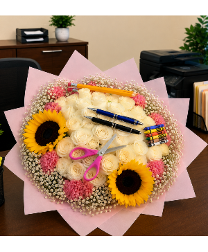 Sunflower Scholar Bouquet Call Us for Faster Service & Daily Specials: (915) 303-8500 Text Us to Order Anytime: (915) 505-3708 Your trusted source for Flowers & Delivery in El Paso TX 
