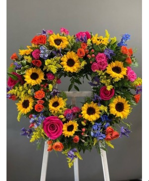 sunflower sympathy heart spray  