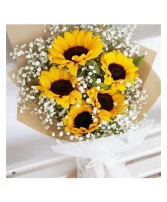 Sunflowers and Baby Breathe wrap  Fresh flowers 