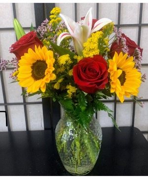 Sunflowers and Roses 